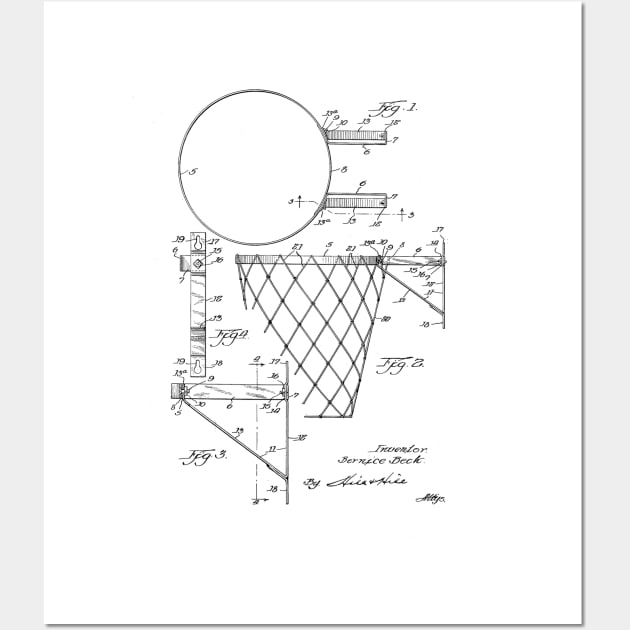 Basketball Goal Vintage Patent Hand Drawing Wall Art by TheYoungDesigns